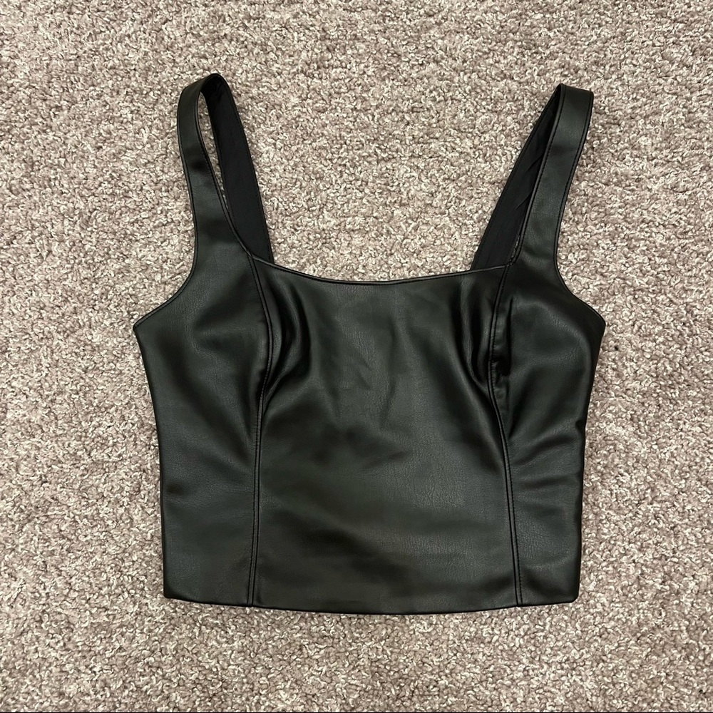 Abercrombie & Fitch black leather tank top XS
